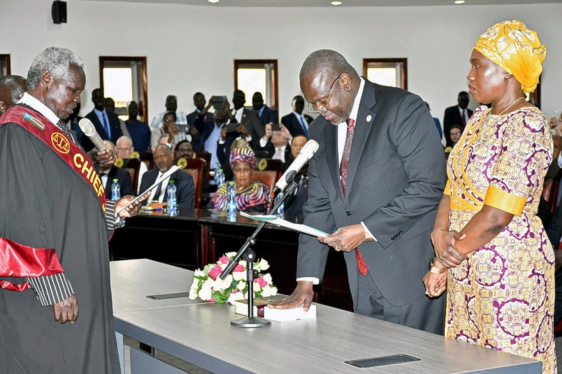 South Sudan's former rebel leader sworn in as first vice president